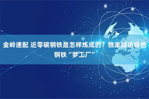 金岭速配 近零碳钢铁是怎样炼成的？独家探访绿色钢铁“梦工厂”